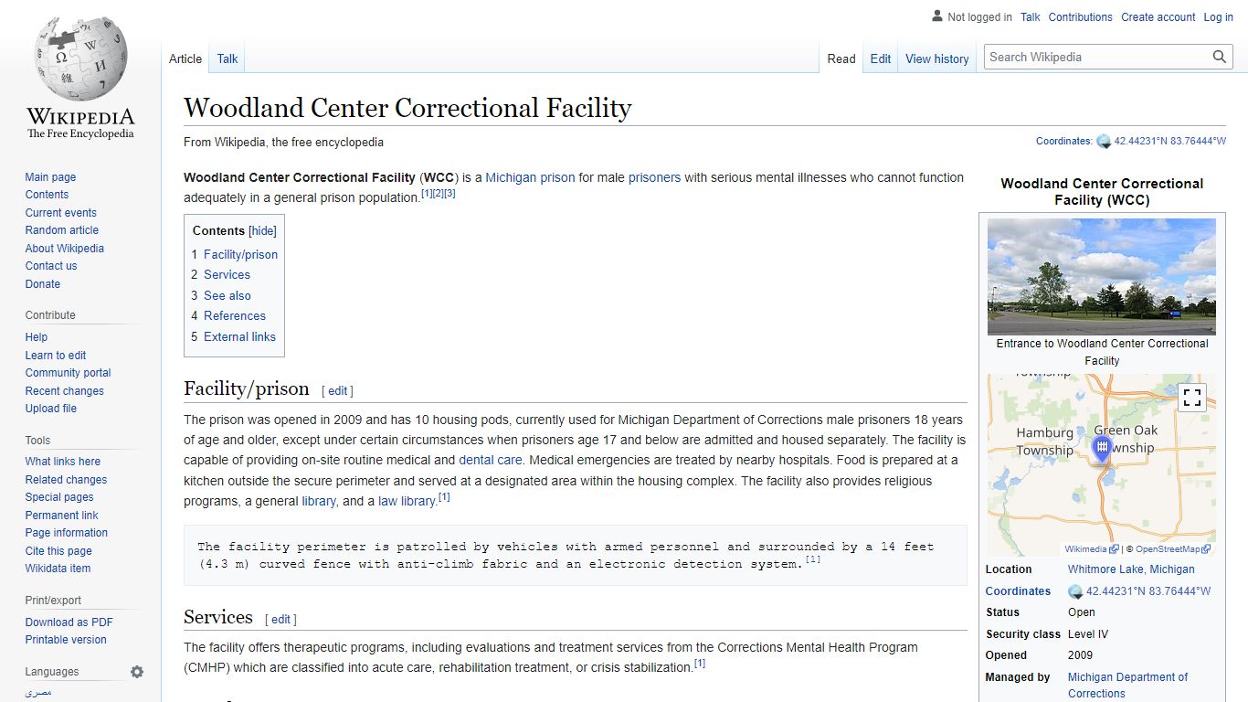 Woodland Center Correctional Facility - Wikipedia