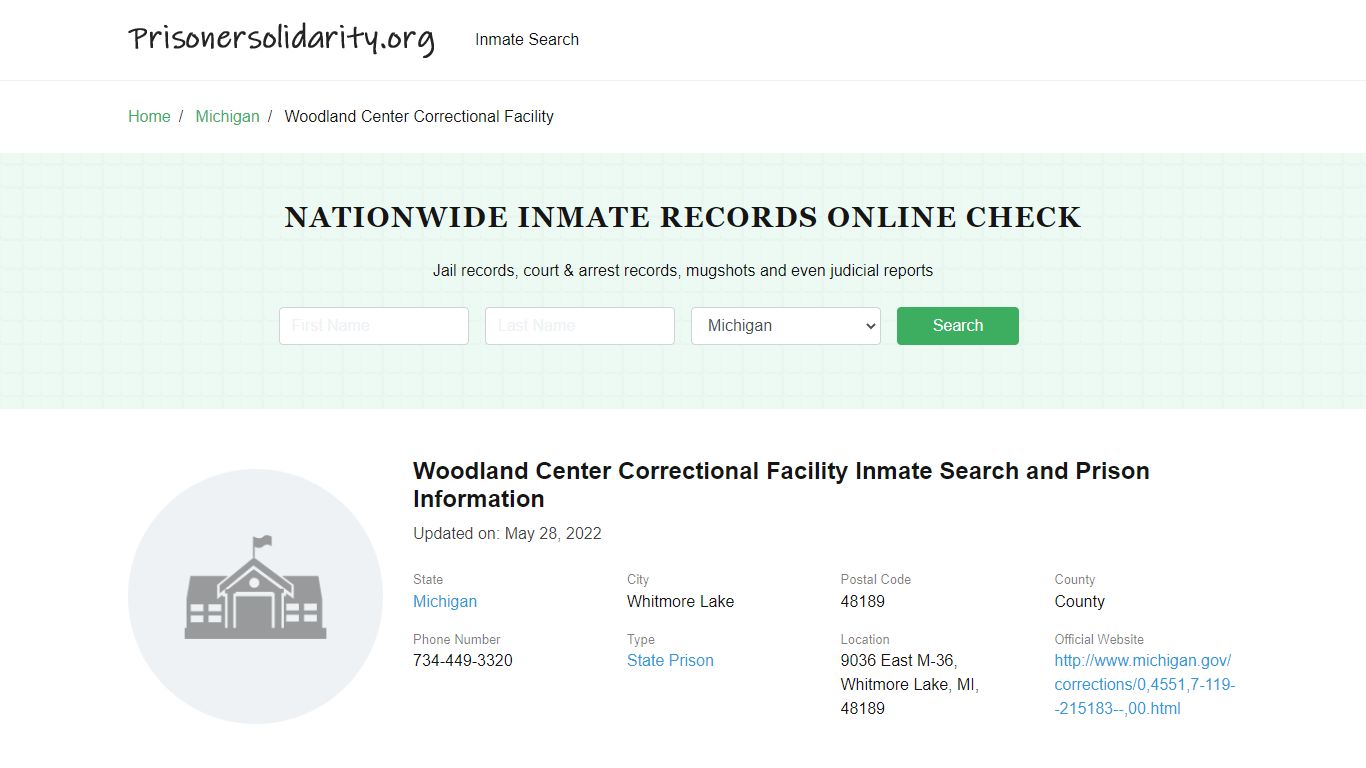 Woodland Center Correctional Facility Inmate Search, Visitation, Phone ...