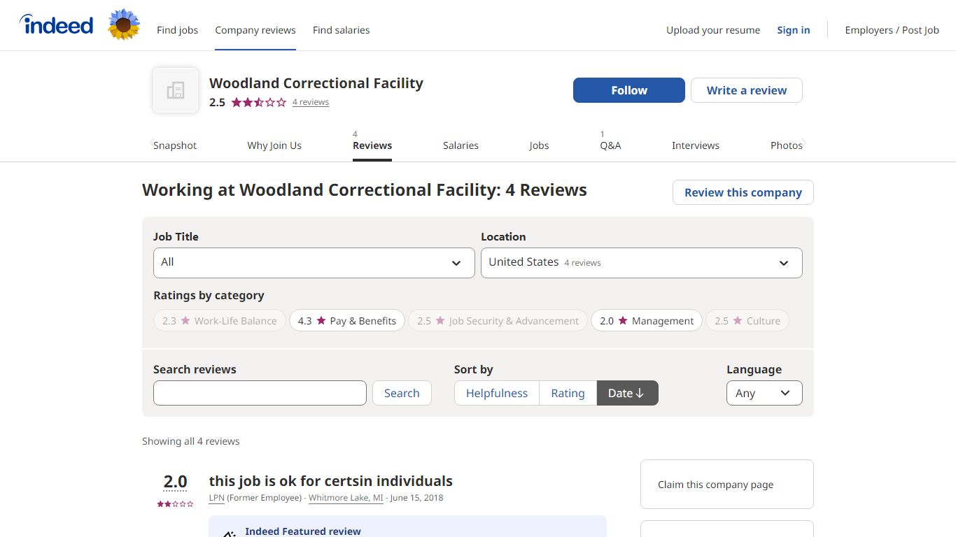 Working at Woodland Correctional Facility: 4 Reviews - Indeed